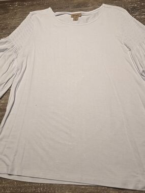 Wrangler White Smocked Shoulder Long Sleeve Top